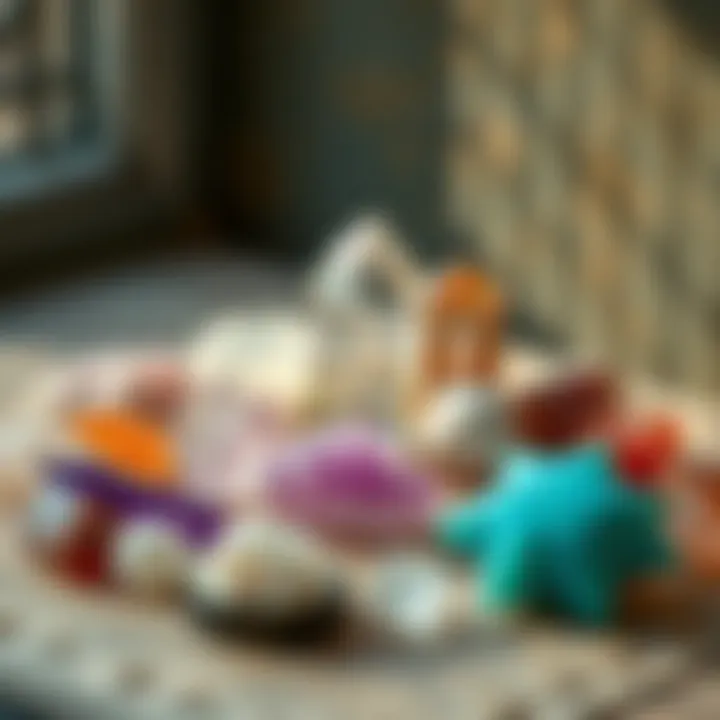 Crystals for Daily Meditation Illustration of a serene setting with various birth crystals arranged for daily meditation