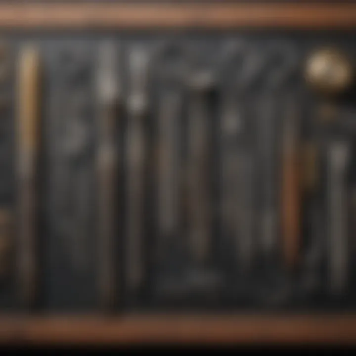 A selection of essential metalsmithing tools arranged on a workbench.