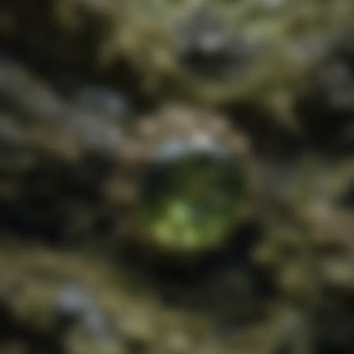 Close-up view of moldavite highlighting its natural textures