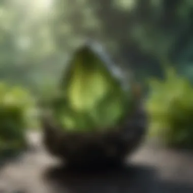 Harnessing Moldavite for Spiritual Growth A serene setting depicting Moldavite used in meditation and spiritual practices