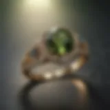 Exquisite moldavite wedding ring showcasing unique green hue