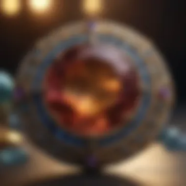 Enigmatic Gem Amid Celestial Motifs Mystical Gemstone Surrounded by Celestial Elements