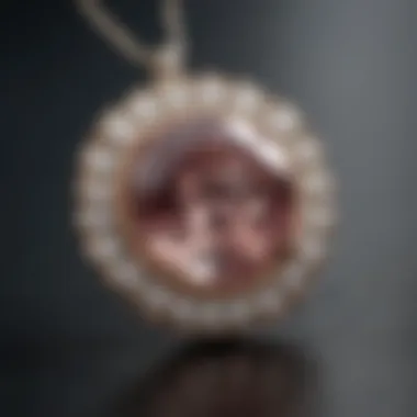 Close-up of a luxurious diamond pendant with price tag