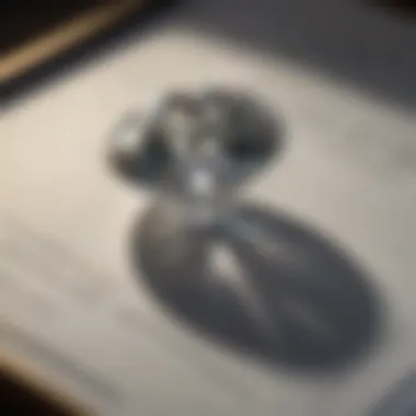 Close-up of diamond certification and authenticity document