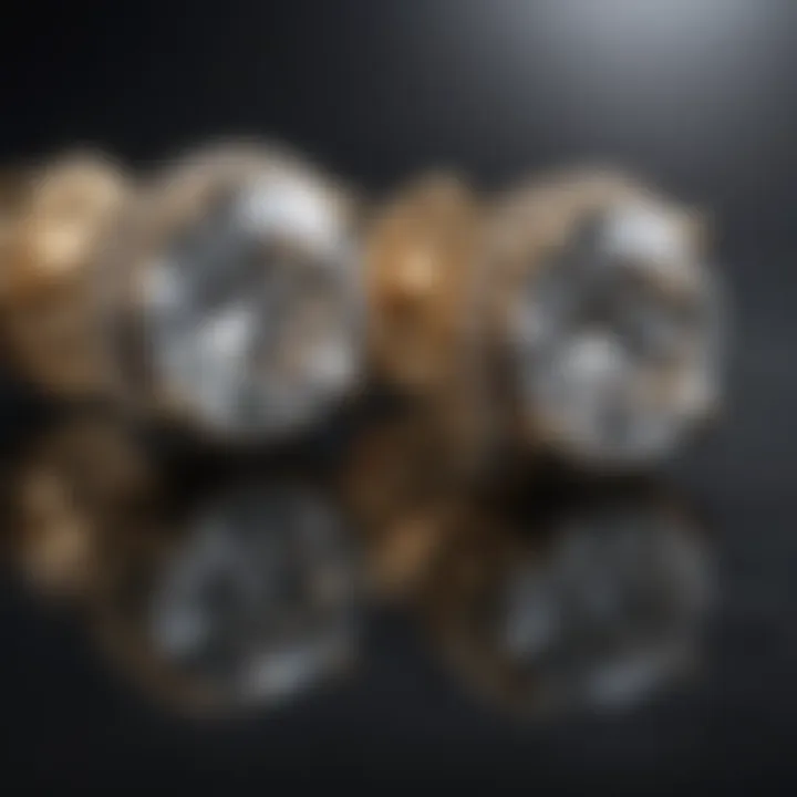 Close-up of stunning diamond one carat stud earrings