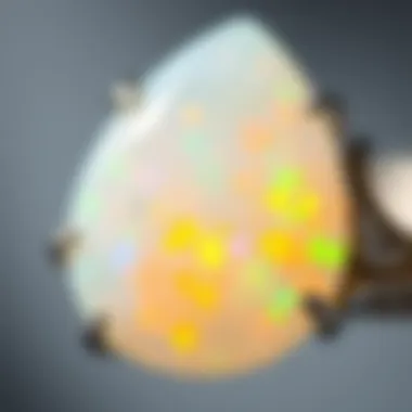 Close-up of opal stone showcasing its iridescent patterns