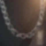 Shiny silver chain in bright light