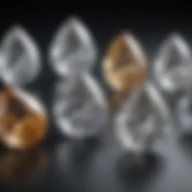 Variety of pear cut diamond settings displayed for comparison