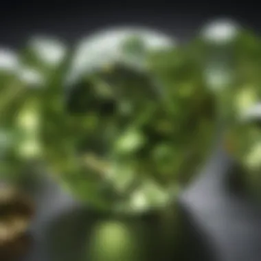 Close-up of a high-quality peridot loose gemstone with natural inclusions