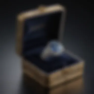 Platinum ring stored in a luxurious velvet-lined box