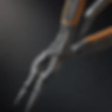 Close-up of a round-nose plier, ideal for creating loops and curves in wire.