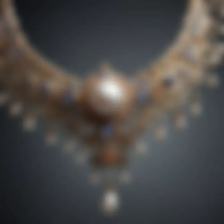 Luxurious Pearl Necklace Embellished with Celestial Elements