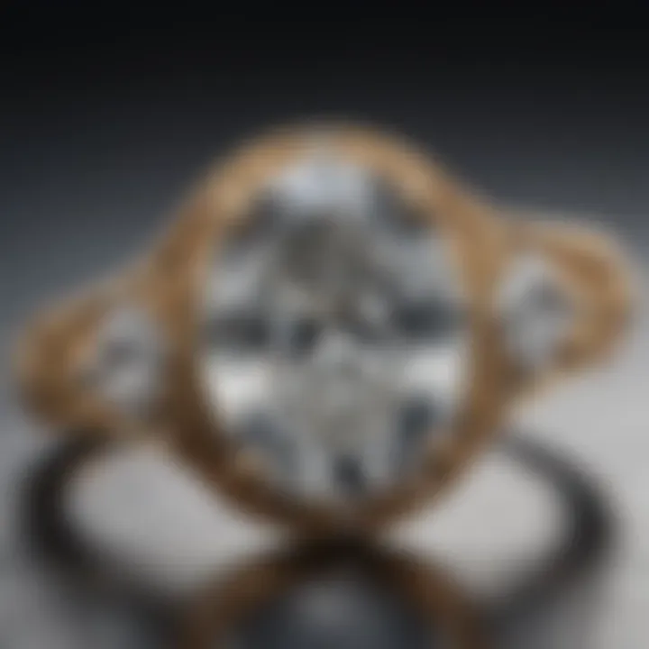 Close-up of the intricate design details of a 2ct oval diamond ring