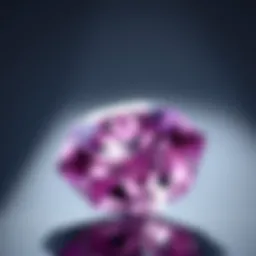 A close-up of a stunning purple pink diamond showcasing its unique color and brilliance