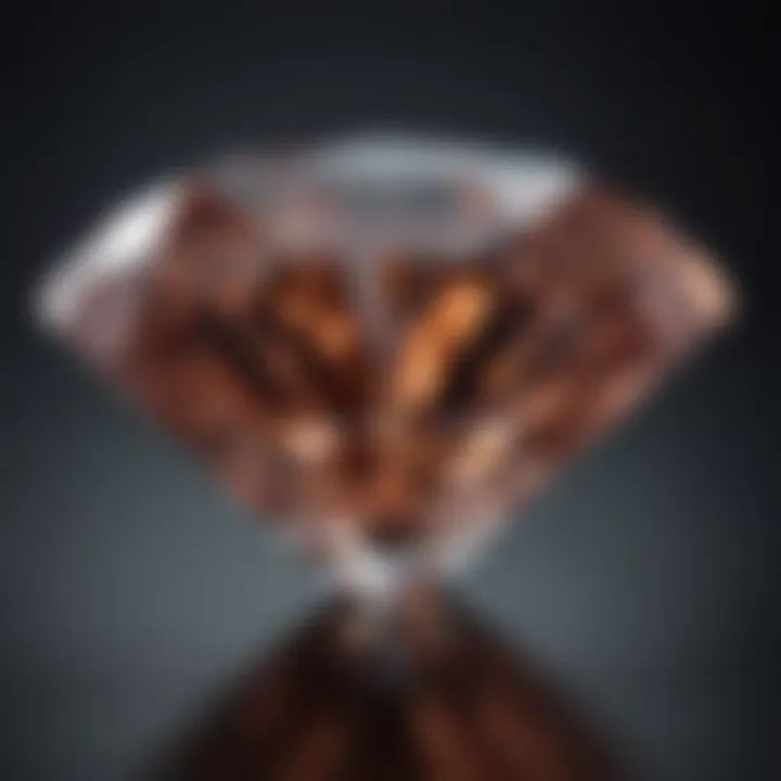 Close-up of a diamond's facets reflecting light