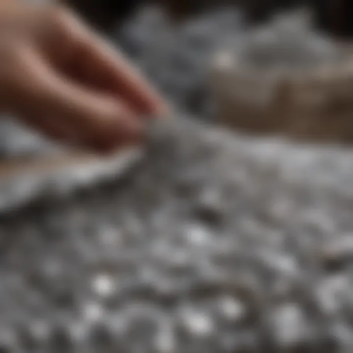 Stacks of raw silver ore for sale at a mineral market, inviting enthusiasts and collectors