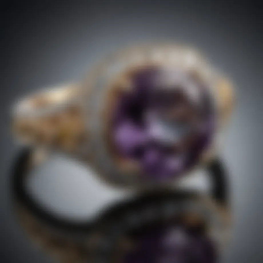 A stunning close-up of an alexandrite ring showcasing its color-changing properties.