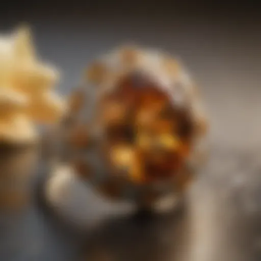 Close-up of a genuine citrine ring showcasing its vibrant color and clarity