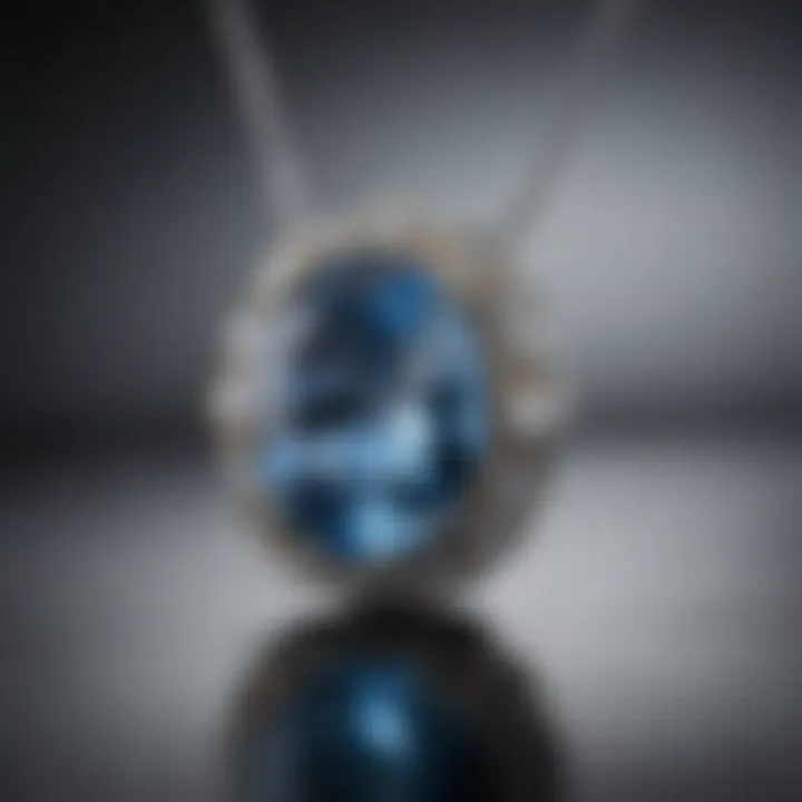 Close-up of Blue Nile Topaz Necklace reflecting light