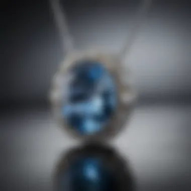 Radiant Reflections Close-up of Blue Nile Topaz Necklace reflecting light