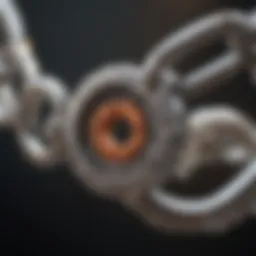 Close-up of a broken thin necklace chain link