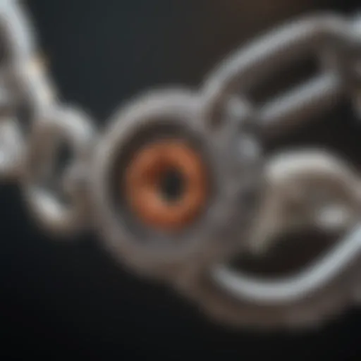 Close-up of a broken thin necklace chain link