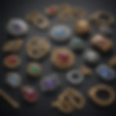 Illustration of various clasps used in jewelry