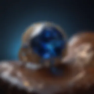 Close-up of a sapphire showcasing its deep blue color and clarity