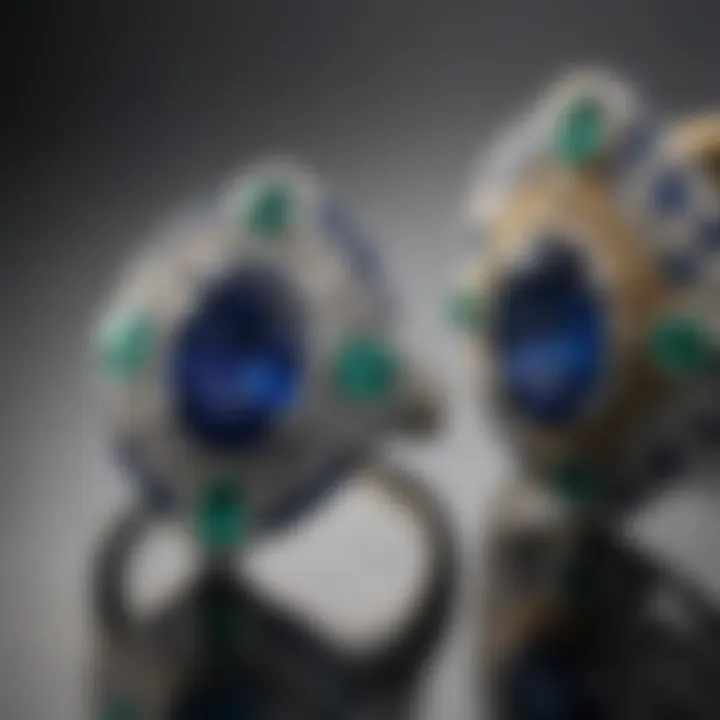 Sapphire and Emerald Ring Set in White Gold