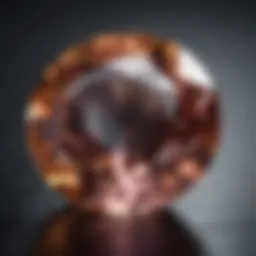 Close-up view of a scapolite gemstone showcasing its unique color and clarity