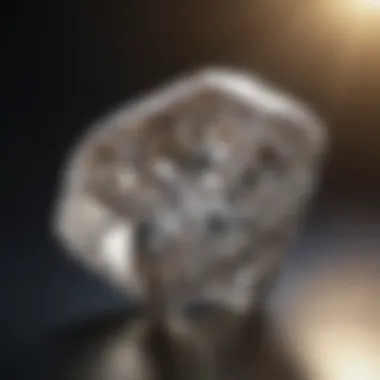 Close-up of a radiant cut diamond with intricate pave setting