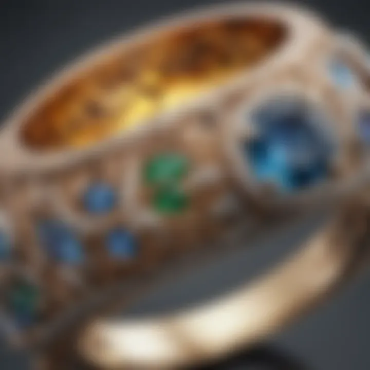 An exquisite close-up of a Shane and Company ring showcasing intricate design details and gemstone brilliance.