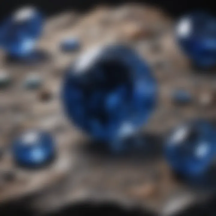 Geological formation showcasing sapphire blue stones