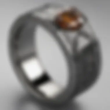 Sleek Titanium and Meteorite Ring