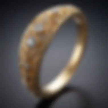 Shimmering Gold Band Close-Up Close-up of a slender gold engagement band with a shimmering finish