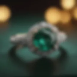 Glistening Diamond Solitaire Ring on Emerald Green Velvet