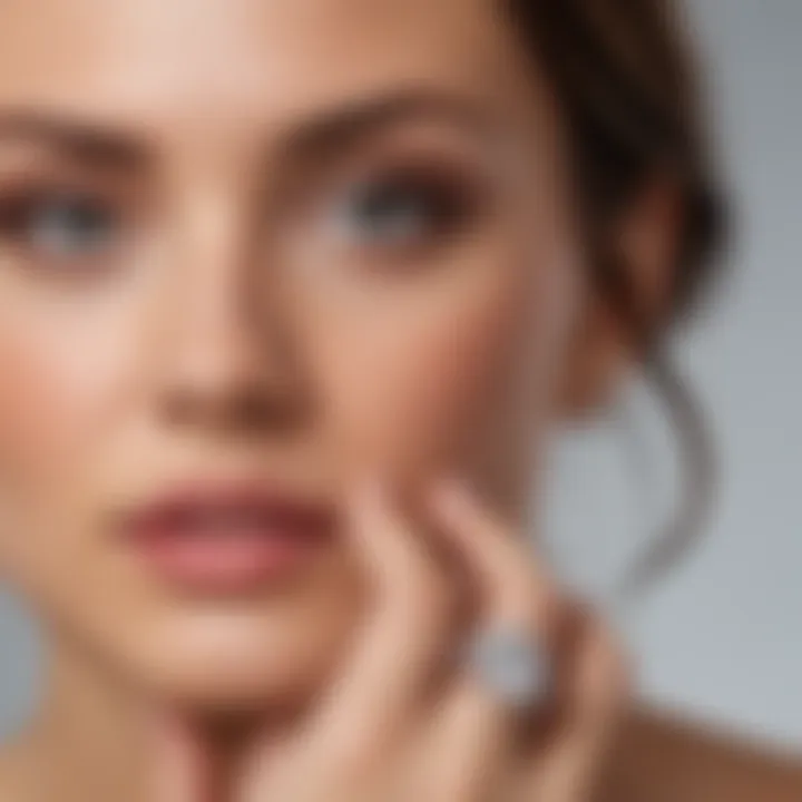 Woman trying on a sparkling cubic zirconia engagement ring