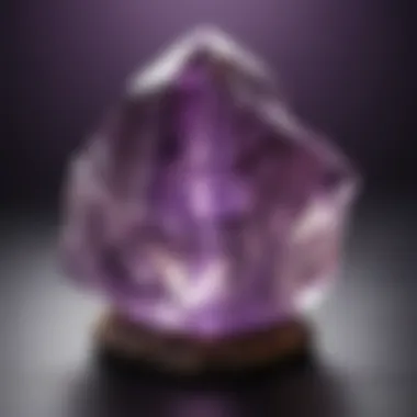 Close-up of an amethyst crystal reflecting light