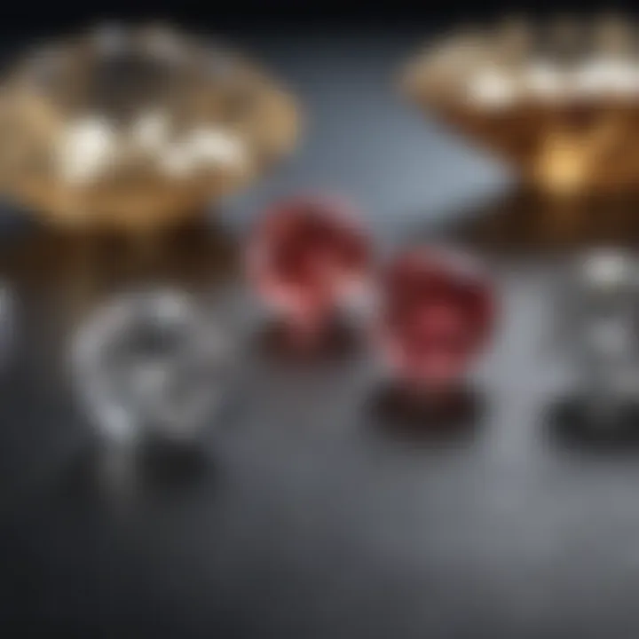 Comparison of table depth in various round diamonds