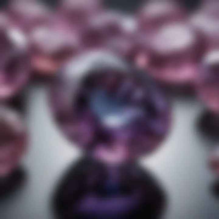 A stunning close-up of synthetic alexandrite showcasing its color-changing properties