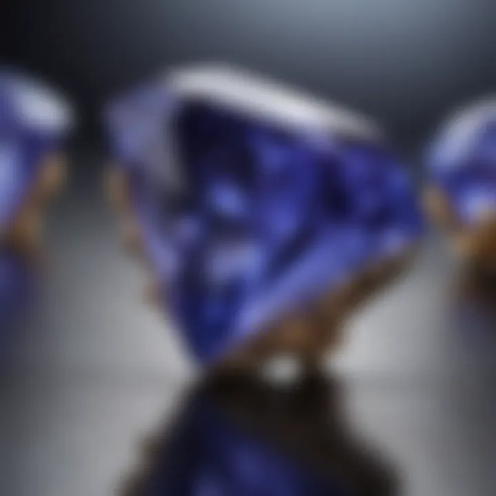 Close-up view of tanzanite gemstone showcasing its rich blue-purple hues.