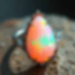 Stunning teardrop opal engagement ring with vibrant colors