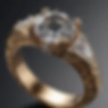 Side view of tension mount diamond ring highlighting unique design