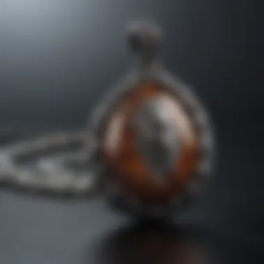 A stunning piece of jewelry featuring a meteorite stone, highlighting its elegance