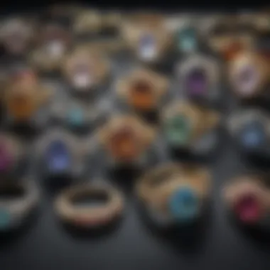 Diverse Styles of Vintage Rings An assortment of vintage rings displayed on a velvet background