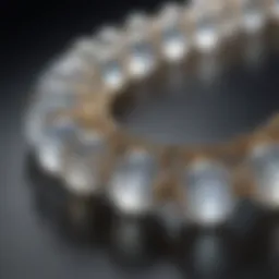 Close-up view of shimmering moonstone beads
