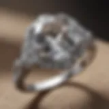 A stunning engagement ring with a large diamond centerpiece and intricate band design