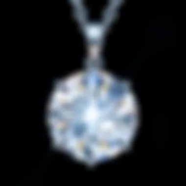Close-up of a diamond pendant reflecting light beautifully