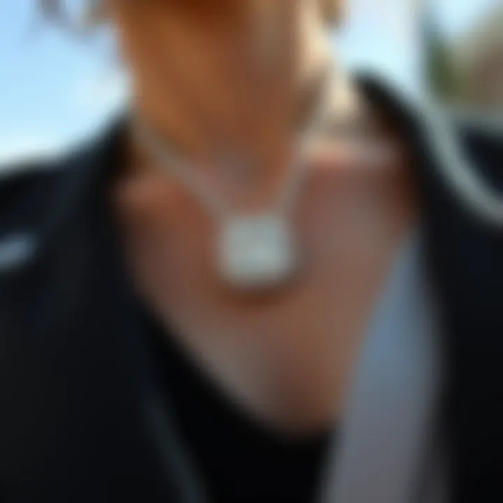 Trendy outfit featuring a diamond chain pendant as a statement piece