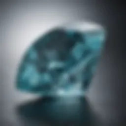 Close-up view of a sparkling aquamarine gem showcasing its brilliant clarity and color.